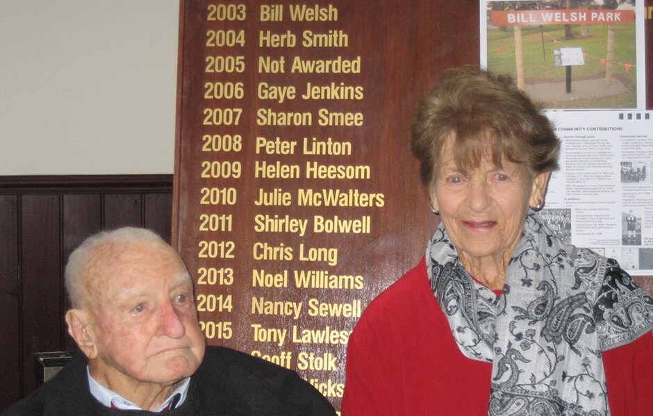 BillWelshparkHORIZ.jpg Bill Welsh at the ceremony where a park in Yinnar was named in his honour - Collingwood Magpies